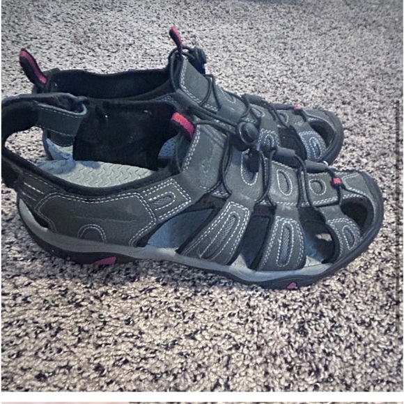 Eddie Bauer Tommy Sport Sandals Gray Men's 12 Water Leather 👠 - Picture 2 of 5